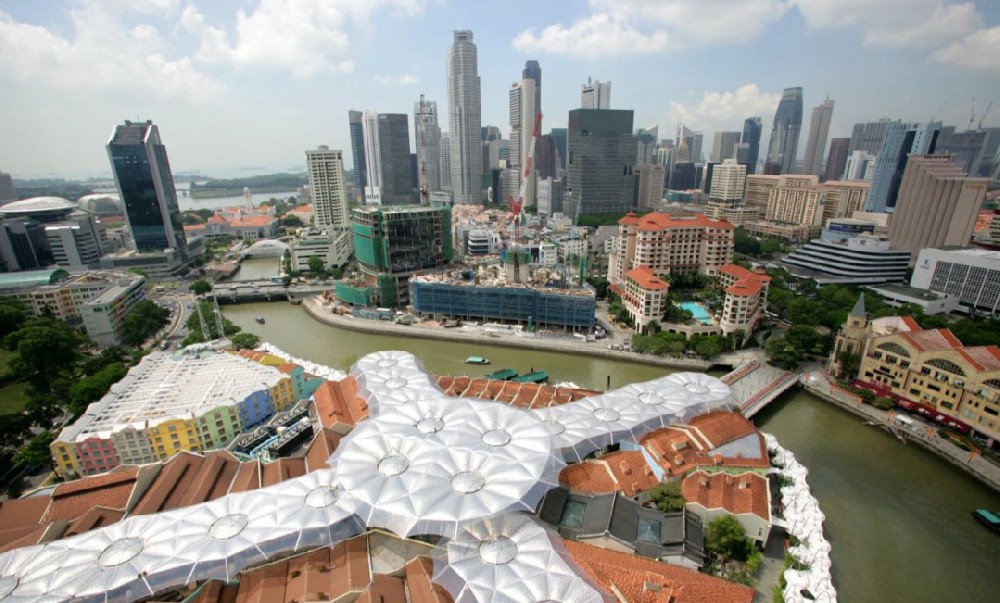 新加坡“市中心夜生活的心跳_克拉码头的【ETFE膜结构伞】